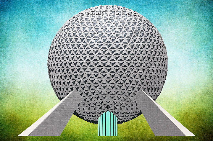 Image of paper art Spaceship Earth.
