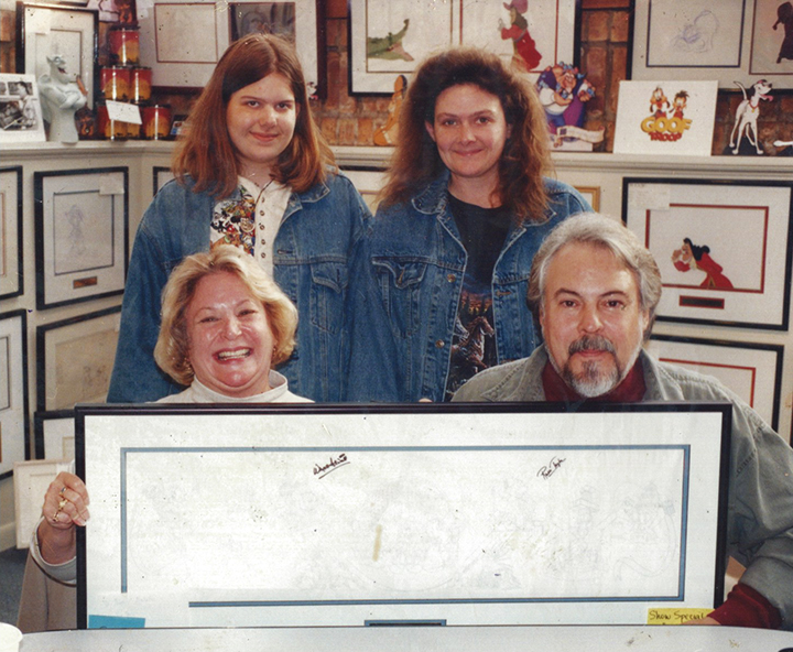 Mom mom and me meeting Russi Taylor (Minnie Mouse) and Wayne Allwine (Mickey Mouse) in the 1990’s at an animation art gallery.